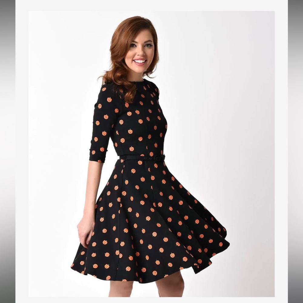 Unique Vintage Pumpkin Dress Halloween